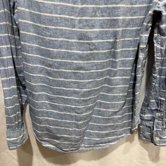 Abercrombie & Fitch Striped Linen Button Down Shirt S Coastal Lightweight Preppy - Picture 9 of 11